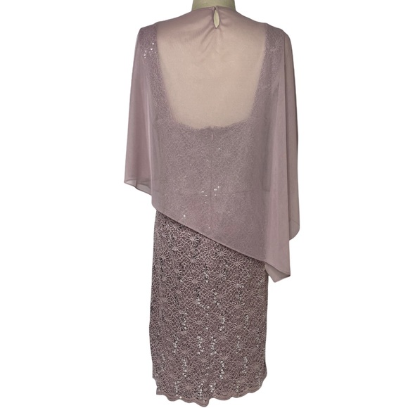 Formal Sequined Lace Dress & Shawl Jackie Jon Elegant Rose Formal Dress Size 8 - Picture 5 of 15
